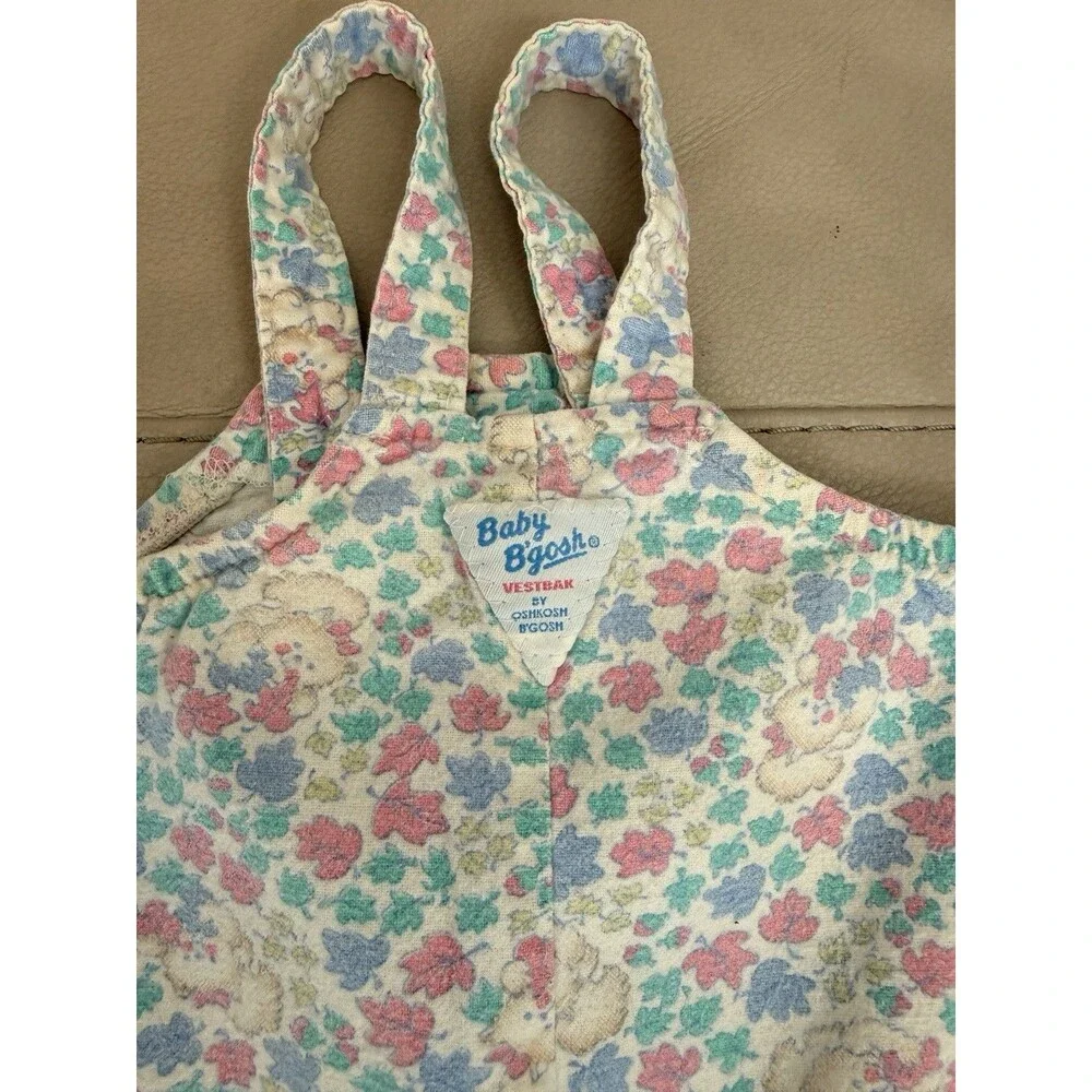 Vtg Baby B’Gosh Oshkosh B’gosh Baby Vestbak Footie Overalls 6-9 months Floral